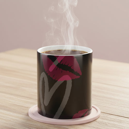 Color Morphing Mug — Pink Kiss & Heart Thermal Reveal, 11oz