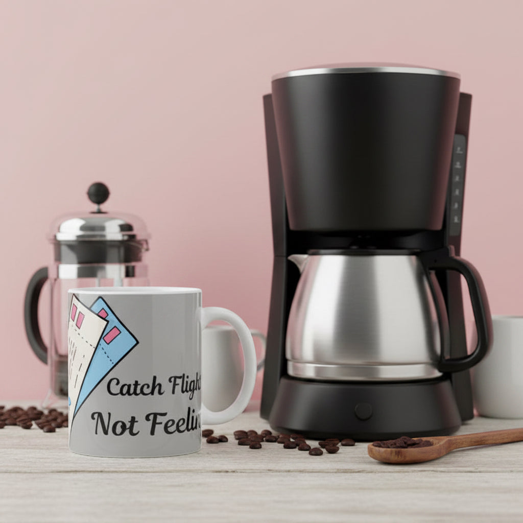 Catch Flights Not Feelings Mug | Travel Boarding Pass Coffee Cup